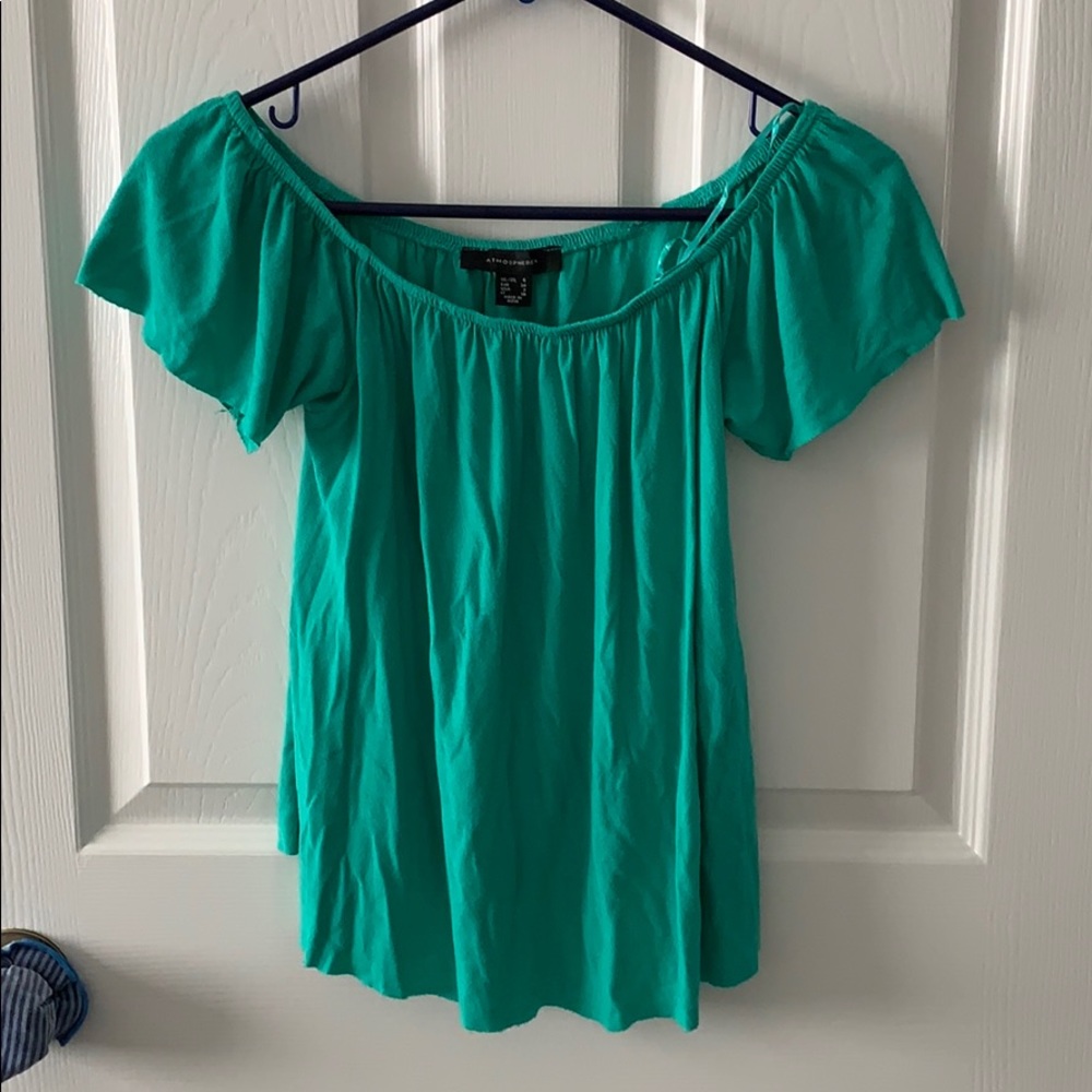 Teal off the shoulder stretchy top from atmosphere
